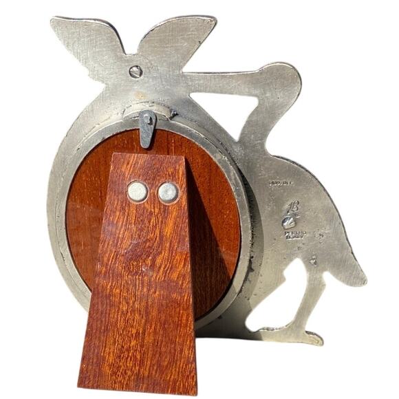 Stork Pewter Heavy Photo Picture Frame Baby Shower Decor Vintage Peltro Italy - Picture 2 of 10